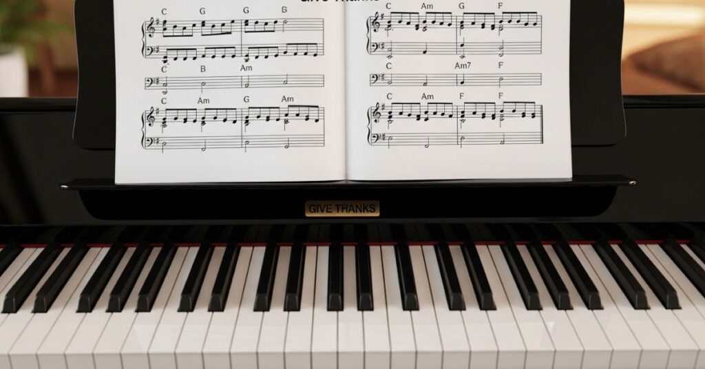 Simple Give Thanks with a Grateful Heart Chords for Piano