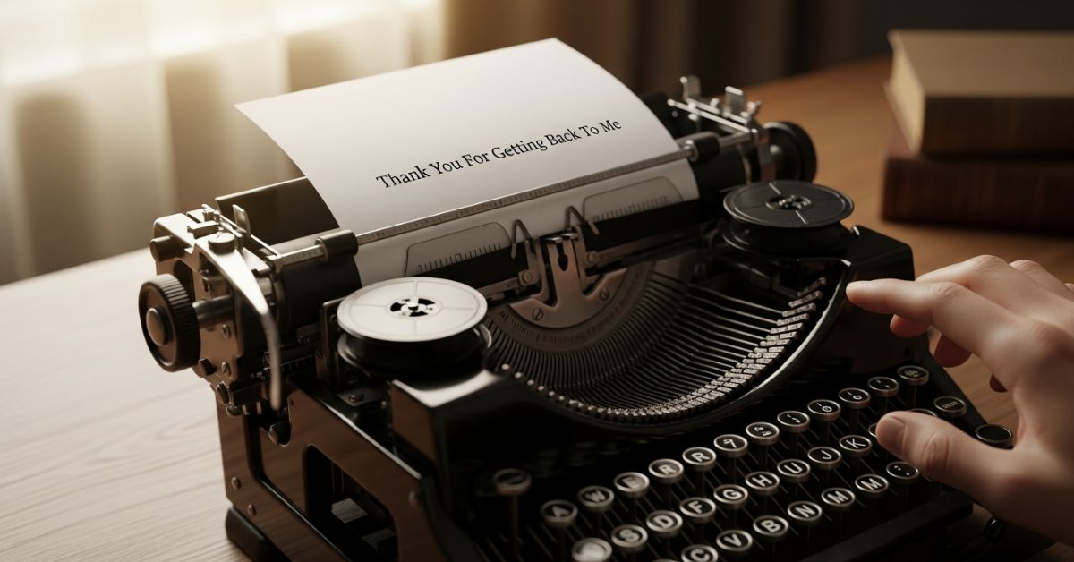 Thank You For Getting Back To Me